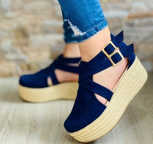 Sandalias Cómodas con Cuña Baja y Punta Redonda para Mujer - Image 3