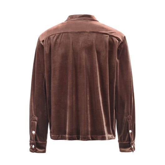 Camisa de Terciopelo Dorado Estilo Alta Moda Europea - Image 5