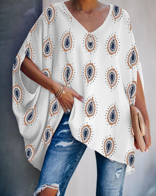 Camiseta Suelta con Cuello en V para Mujer - Estilo Europeo y Americano - Image 9