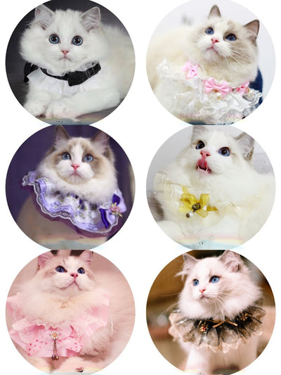 Pañuelo Babero para Mascotas con Collar Bandana, Diseño Encaje y Moño con Campana - Image 14
