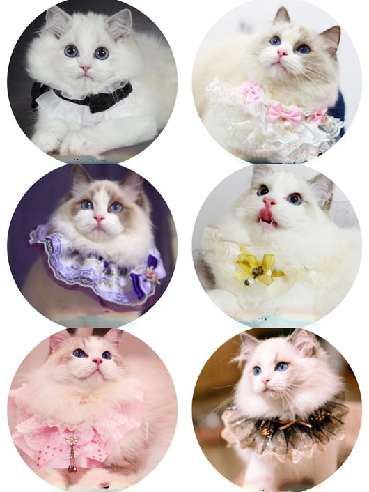 Pañuelo Babero para Mascotas con Collar Bandana, Diseño Encaje y Moño con Campana - Image 14