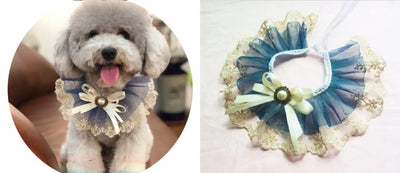 Pañuelo Babero para Mascotas con Collar Bandana, Diseño Encaje y Moño con Campana - Image 5