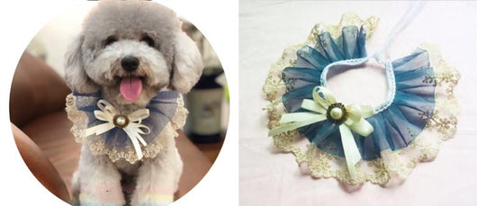 Pañuelo Babero para Mascotas con Collar Bandana, Diseño Encaje y Moño con Campana - Image 5