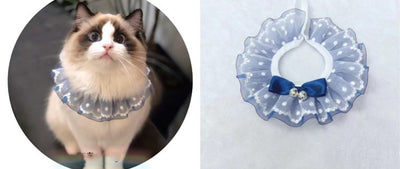 Pañuelo Babero para Mascotas con Collar Bandana, Diseño Encaje y Moño con Campana - Image 7