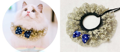 Pañuelo Babero para Mascotas con Collar Bandana, Diseño Encaje y Moño con Campana - Image 10