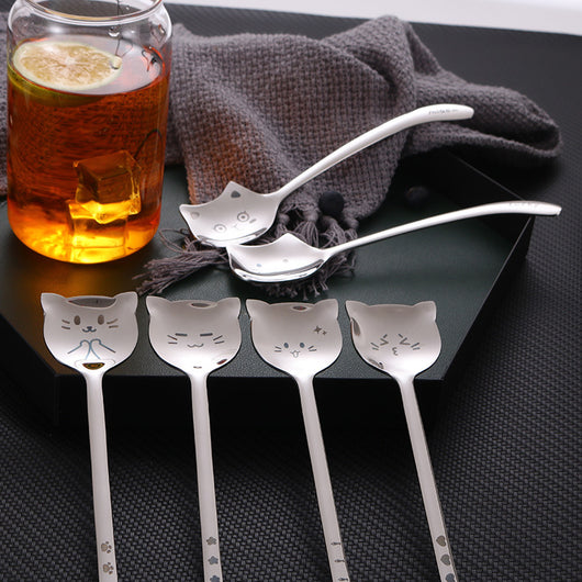 Cucharilla de Café con Diseño de Gato Japonés y Coreano de Cola Rizada - Image 18