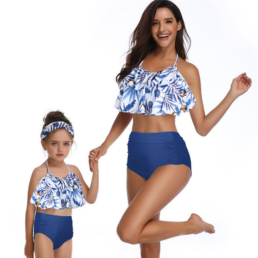 Bikini Estampado de Cintura Alta para Familia - Trajes de Baño Europeos y Americanos - Image 12