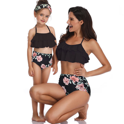 Bikini Estampado de Cintura Alta para Familia - Trajes de Baño Europeos y Americanos - Image 2
