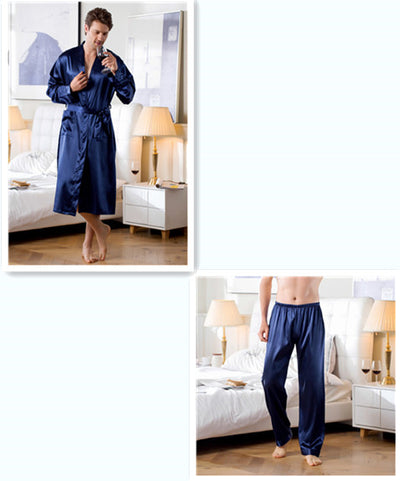 Cardigan Tipo Seda para Casa - Bata Larga de Descanso para Hombre - Image 10