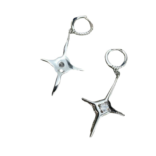 Aretes Diamante Estrella de Cuatro Puntas para Mujer - Image 6
