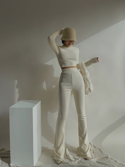 Pantalón Cintura Alta Estilo Sastre con Detalle de Cuerno