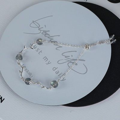 Pulsera de Plata con Rama Floral y Cristal de Fresa - Image 10