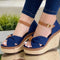 Sandalias Cuña con Hebilla y Suela Dentada para Mujer