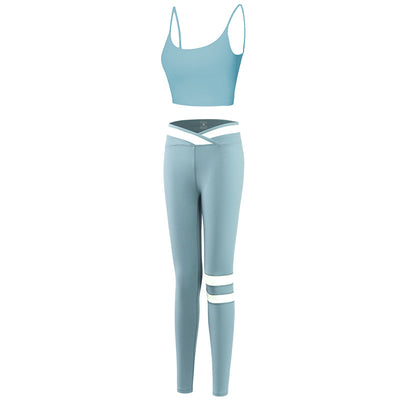 Conjunto Deportivo Mujer: Sostén Yoga Reforzado con Pantalón Rayado - Image 6