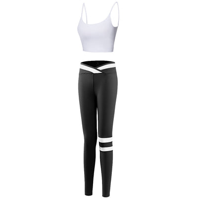 Conjunto Deportivo Mujer: Sostén Yoga Reforzado con Pantalón Rayado - Image 2