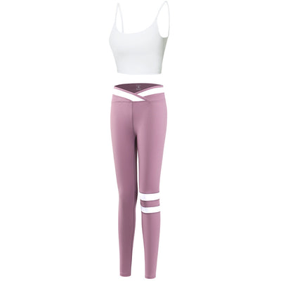 Conjunto Deportivo Mujer: Sostén Yoga Reforzado con Pantalón Rayado - Image 4
