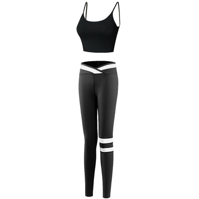 Conjunto Deportivo Mujer: Sostén Yoga Reforzado con Pantalón Rayado - Image 5