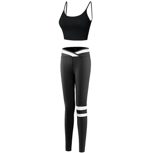 Conjunto Deportivo Mujer: Sostén Yoga Reforzado con Pantalón Rayado - Image 5