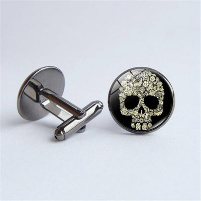 Gemelos Calavera Plateados en Aleación de Metal - Elegancia Atrevida para Hombre - Image 6