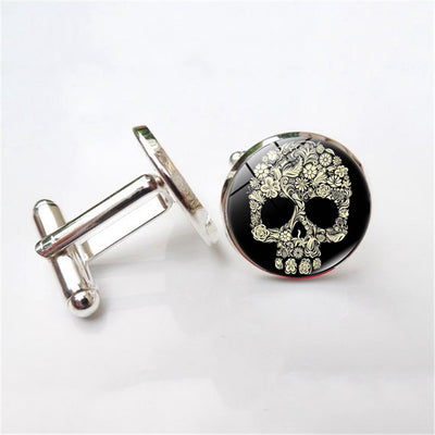 Gemelos Calavera Plateados en Aleación de Metal - Elegancia Atrevida para Hombre - Image 5
