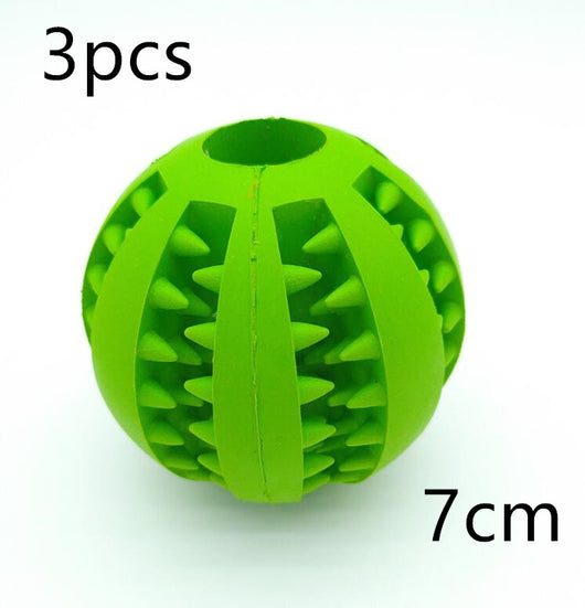 Teal rubber slow feeder dog toy ball with internal spikes for teeth cleaning and treat dispensing, 7cm size. - Image 9
