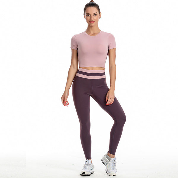 Conjunto Deportivo Yoga Mujer con Sostén Integrado - Playera Corta Ajustada
