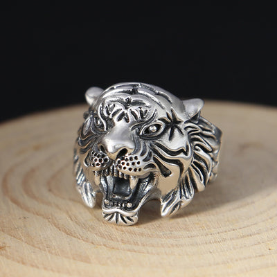 Anillo de Plata Tailandesa Tigre Blanco - Diseño Exagerado para Dedo Índice - Image 8