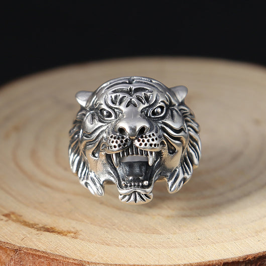 Anillo de Plata Tailandesa Tigre Blanco - Diseño Exagerado para Dedo Índice - Image 10
