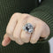 Thai Plateado Index Finger Ring Exaggerated Blanco Tiger Ring Plateado