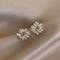 Cat's Eye Flower Earrings High Sense Opal Square Triangle Geometry Earrings Plateado needle