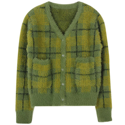 Cardigan Retro Coreano de Cuadros con Diseño Delicado para Mujer - Image 3