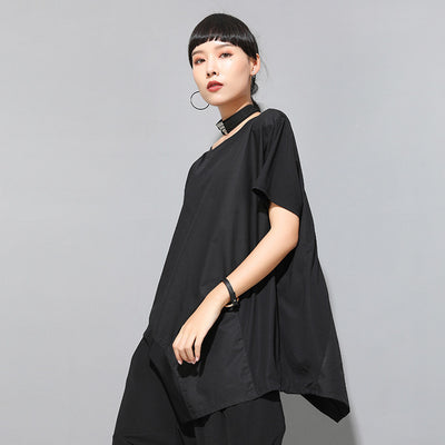 Playera Asimétrica de Verano para Mujer - Diseño Europeo Moderno Holgado - Image 8