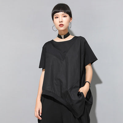 Playera Asimétrica de Verano para Mujer - Diseño Europeo Moderno Holgado - Image 10