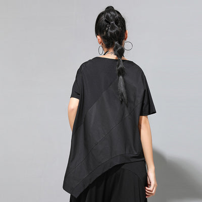 Playera Asimétrica de Verano para Mujer - Diseño Europeo Moderno Holgado - Image 4