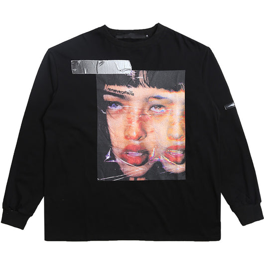 Sudadera Hip-hop Retro Oversized Negra - Camiseta Larga Nicho Urbano - Image 8