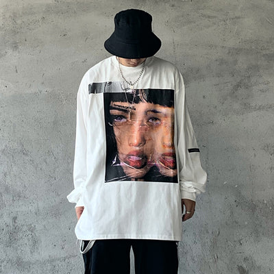 Sudadera Hip-hop Retro Oversized Negra - Camiseta Larga Nicho Urbano