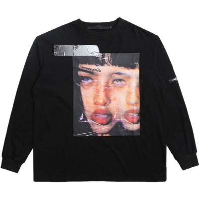 Sudadera Hip-hop Retro Oversized Negra - Camiseta Larga Nicho Urbano - Image 2