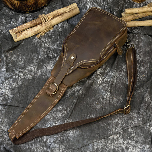 Bolso Bandolera de Cuero Retro Crazy Horse para Hombre - Image 3