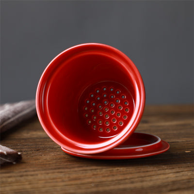 Taza de Cerámica Japonesa con Tapa y Colador de Té - Capacidad Grande con Asa de Madera - Image 19