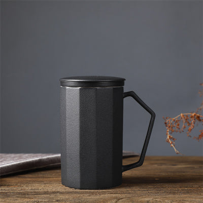 Taza de Cerámica Japonesa con Tapa y Colador de Té - Capacidad Grande con Asa de Madera - Image 16