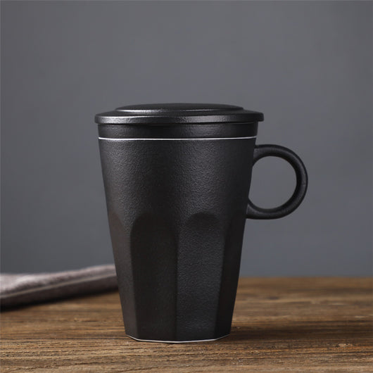Taza de Cerámica Japonesa con Tapa y Colador de Té - Capacidad Grande con Asa de Madera - Image 13
