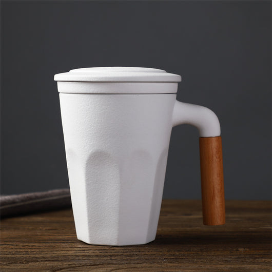 Taza de Cerámica Japonesa con Tapa y Colador de Té - Capacidad Grande con Asa de Madera - Image 10