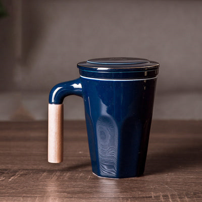 Taza de Cerámica Japonesa con Tapa y Colador de Té - Capacidad Grande con Asa de Madera - Image 11