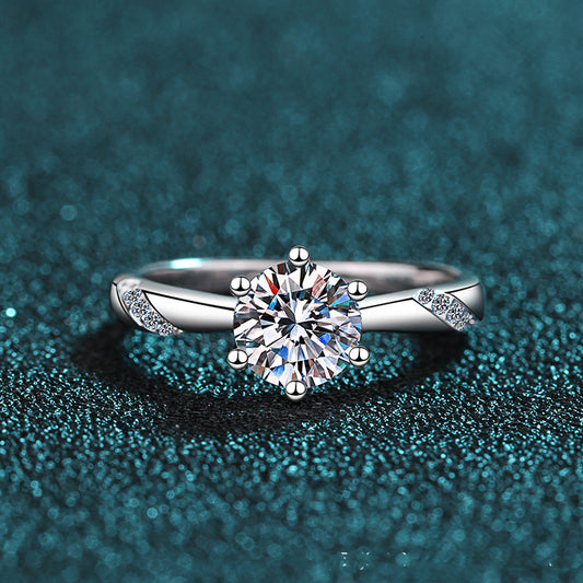 Anillo de Plata 925 Modelo Vibrato Seis Garras - Directo de Fábrica