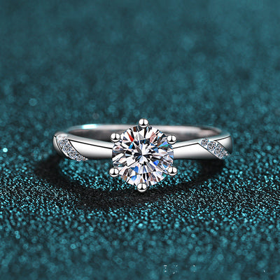 Anillo de Plata 925 Modelo Vibrato Seis Garras - Directo de Fábrica