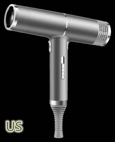Green and silver compact hair dryer with a T-shaped design, featuring multiple control buttons and a ribbed cord protector. - Image 12