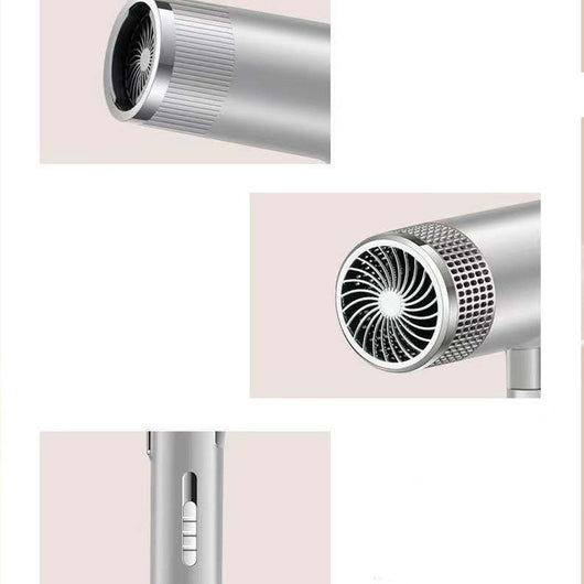 Green and silver compact hair dryer with a T-shaped design, featuring multiple control buttons and a ribbed cord protector. - Image 7