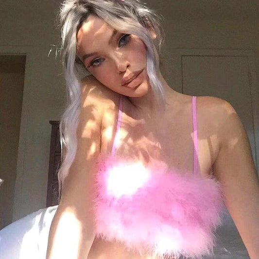 Camisola Sensual de Terciopelo Rosa para Mujer