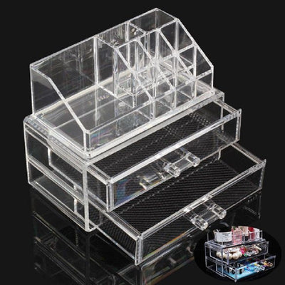 Organizador de Maquillaje Acrílico Transparente con Compartimentos Ajustables