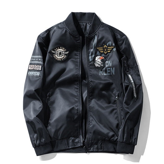 Chaqueta Bomber Estilo Aviador Militar con Cuello de Béisbol - Abrigo Invierno Grueso